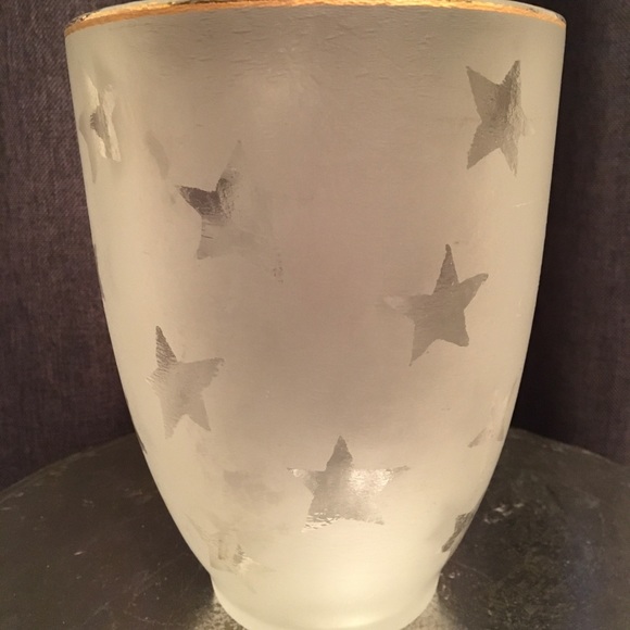 Frosted Star Repurposed Glass Vase w/Gold Trim - Picture 2 of 4